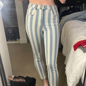 Zara Pinstripe Skinny Jeans